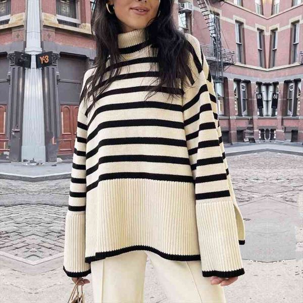 ladies autumn winter turtleneck sweater women pullover clothes black white striped loose casual sweater jumpers female, White;black
ladies autumn winter turtleneck sweater women pullover clothes black white striped loose casual sweater jumpers female, White;black