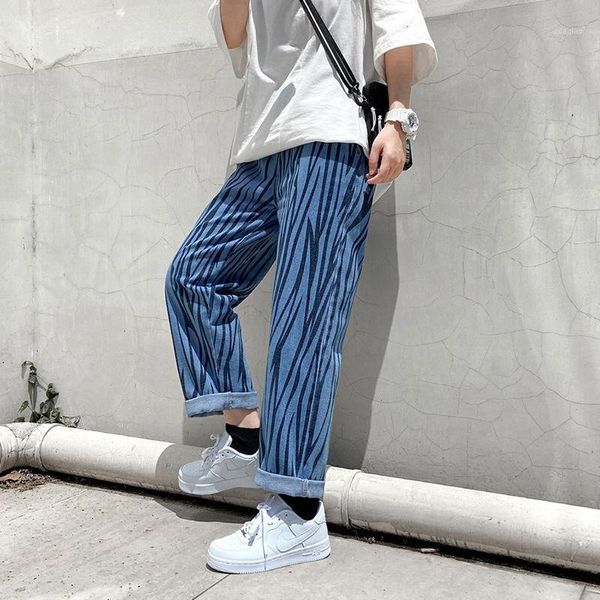 men's jeans striped korean fashion casual loose straight-leg streetwear wide-leg trousers, Blue
men's jeans striped korean fashion casual loose straight-leg streetwear wide-leg trousers, Blue