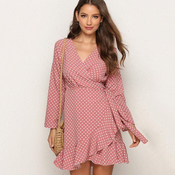 casual dresses women's vestidos polka dot ruffled sleeve irregular autumn v neck mini strap, Black;gray
casual dresses women's vestidos polka dot ruffled sleeve irregular autumn v neck mini strap, Black;gray