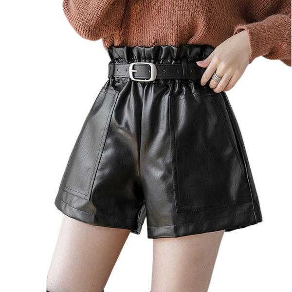 women's shorts s-xl pu leather autumn winter 2021 high waist elastic loose short trouser plus size wide leg, White;black
women's shorts s-xl pu leather autumn winter 2021 high waist elastic loose short trouser plus size wide leg, White;black