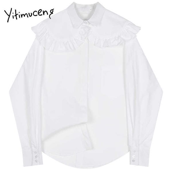 yitimuceng ruffles white blouse women button shirt loose solid spring fashion long sleeve ruffled single breasted 210601
yitimuceng ruffles white blouse women button shirt loose solid spring fashion long sleeve ruffled single breasted 210601