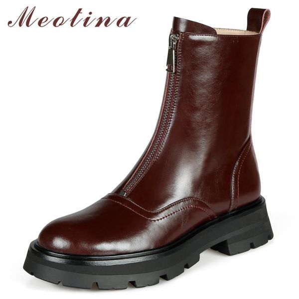 boots meotina genuine leather ankle shoes women platform flat with round toe zipper ladies footwear fashion autumn brown, Black
boots meotina genuine leather ankle shoes women platform flat with round toe zipper ladies footwear fashion autumn brown, Black