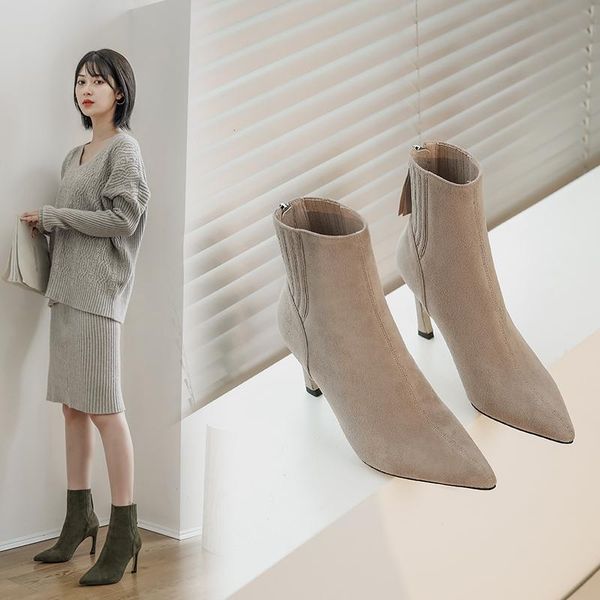boots ins women ankle natural leather upper autumn and winter pointed fine heel sheep suede fashion europe shoes, Black
boots ins women ankle natural leather upper autumn and winter pointed fine heel sheep suede fashion europe shoes, Black