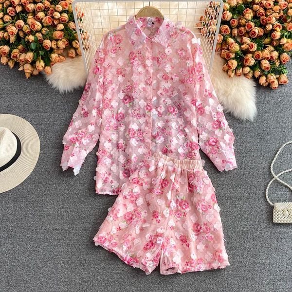 women's tracksuits sunscreen blouse suits spring print single-breasted long sleeve shirt + elastic waist wide leg shorts 2 piece sets, Gray
women's tracksuits sunscreen blouse suits spring print single-breasted long sleeve shirt + elastic waist wide leg shorts 2 piece sets, Gray