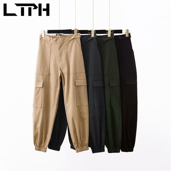 vintage tooling style casual cargo pants women elastic high waist multi-pockets female pant loose trousers spring 210427, Black;white
vintage tooling style casual cargo pants women elastic high waist multi-pockets female pant loose trousers spring 210427, Black;white