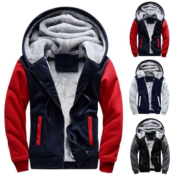 men's hoodies & sweatshirts casual winter jackets plush splice sleeve hooded coat long zipper pocket windbreaker male clothing, Black
men's hoodies & sweatshirts casual winter jackets plush splice sleeve hooded coat long zipper pocket windbreaker male clothing, Black