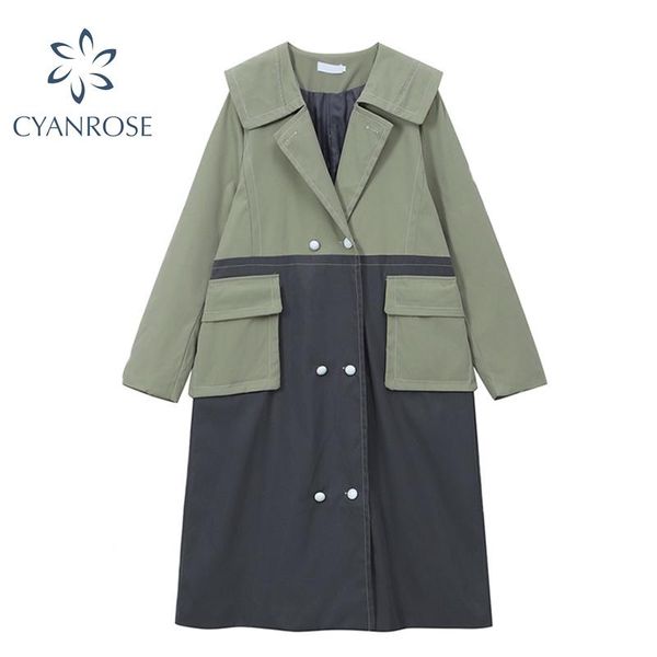 women's trench coats 2021 autumn winter long coat double breasted loose windbreaker plus size korean casual lady outerwear fashion, Tan;black
women's trench coats 2021 autumn winter long coat double breasted loose windbreaker plus size korean casual lady outerwear fashion, Tan;black
