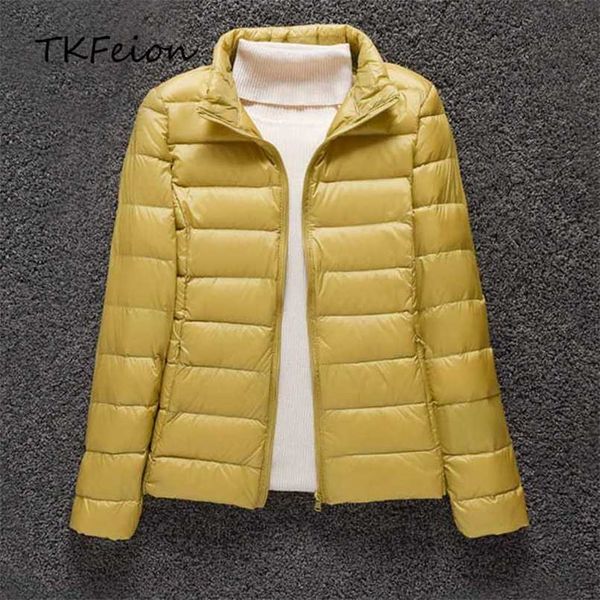 womens jacket warm duck down filler clothing ultra light thin spring/autumn female feather jacket overcoat coats parkas 211109, Black;brown
womens jacket warm duck down filler clothing ultra light thin spring/autumn female feather jacket overcoat coats parkas 211109, Black;brown