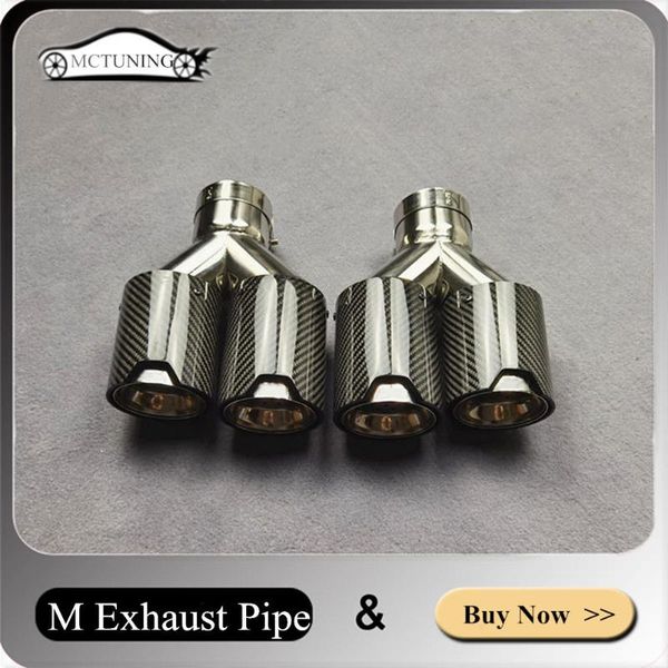 one pair y model m exhaust pipe nozzles for b-mw car styling carbon fiber stainless steel muffler tip glossy black tailpipe motorcycle syste
one pair y model m exhaust pipe nozzles for b-mw car styling carbon fiber stainless steel muffler tip glossy black tailpipe motorcycle syste