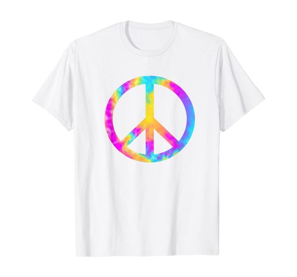 be happy - tie dye peace symbol hippy t-shirt, White;black
be happy - tie dye peace symbol hippy t-shirt, White;black