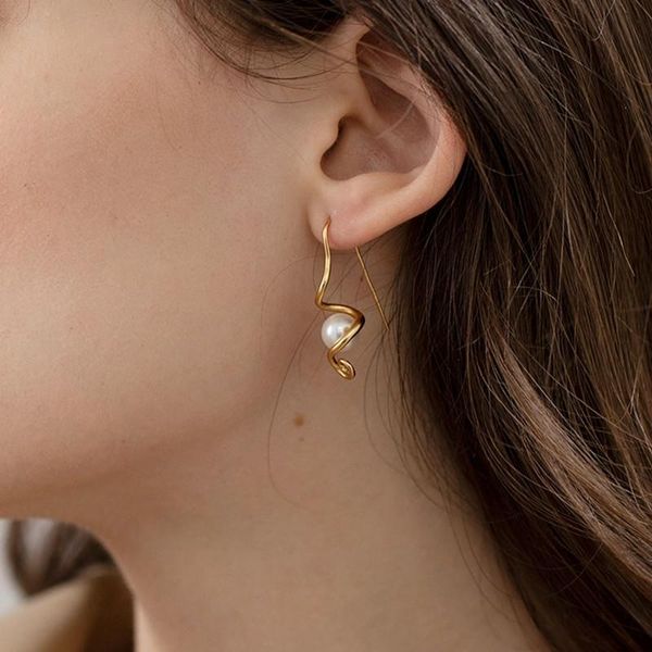 stud irregular line pearl earrings for women, Golden;silver 
stud irregular line pearl earrings for women, Golden;silver