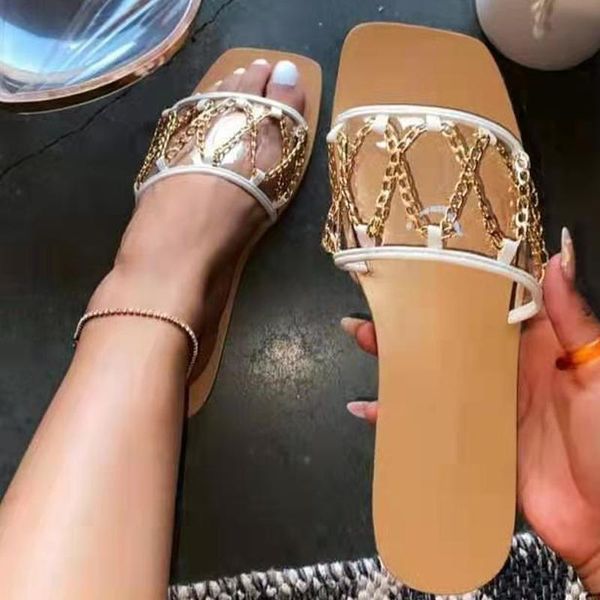sandals 2021 summer women gold chain flats transparent slippers flip flop shoes plus size beach slip on slides, Black
sandals 2021 summer women gold chain flats transparent slippers flip flop shoes plus size beach slip on slides, Black