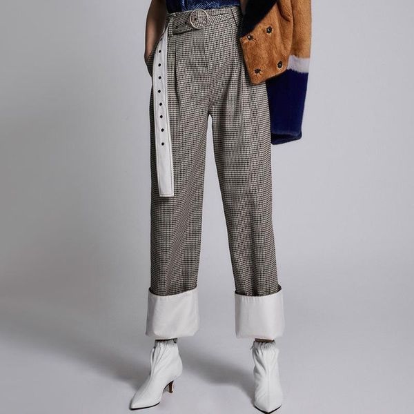 women's pants & capris harajuku 2021 autumn and winter houndstooth plaid cuffed wide-leg casual suit trousers, Black;white
women's pants & capris harajuku 2021 autumn and winter houndstooth plaid cuffed wide-leg casual suit trousers, Black;white