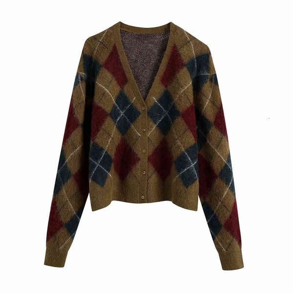 women's knits & tees vintage women plaid sweater fashion ladies v-neck knitted cardigans streetwear female causal button brown sho, White
women's knits & tees vintage women plaid sweater fashion ladies v-neck knitted cardigans streetwear female causal button brown sho, White