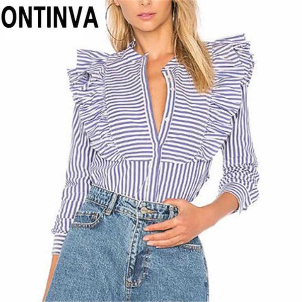 clearance women blue striped blouse ruffled shirt classy officewear long sleeve female chic blouses blusas elegant 210527, White
clearance women blue striped blouse ruffled shirt classy officewear long sleeve female chic blouses blusas elegant 210527, White