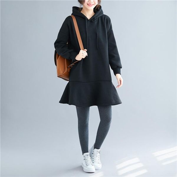 women's hoodies & sweatshirts p ammy fleece warm hooded plus size sweatshirt dress winter long sleeved loose casual fishtail velvet tun, Black
women's hoodies & sweatshirts p ammy fleece warm hooded plus size sweatshirt dress winter long sleeved loose casual fishtail velvet tun, Black