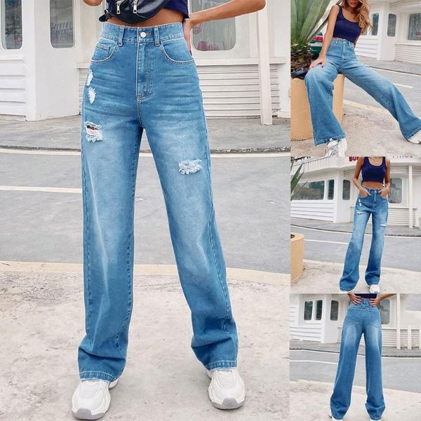 women high waist baggy jeans distressed ripped hole denim pants loose trousers m2ea women's, Blue
women high waist baggy jeans distressed ripped hole denim pants loose trousers m2ea women's, Blue