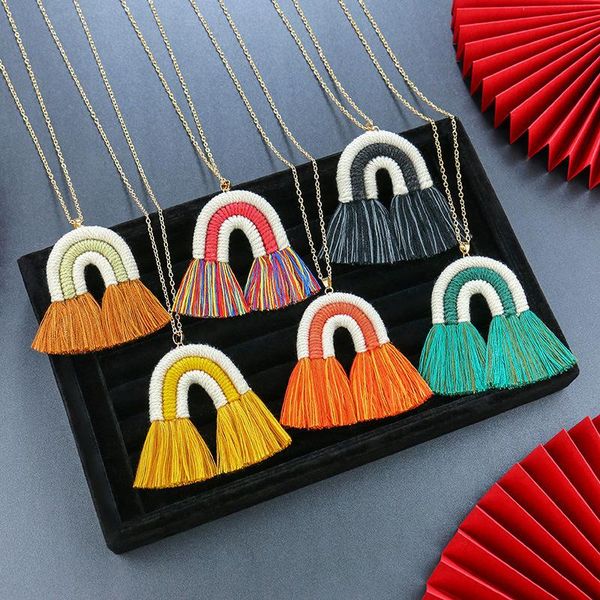 pendant necklaces necklace ins hand made bohemia ethnic wind tassel rainbow vintage sweater chain for women fashion jewelry, Silver
pendant necklaces necklace ins hand made bohemia ethnic wind tassel rainbow vintage sweater chain for women fashion jewelry, Silver