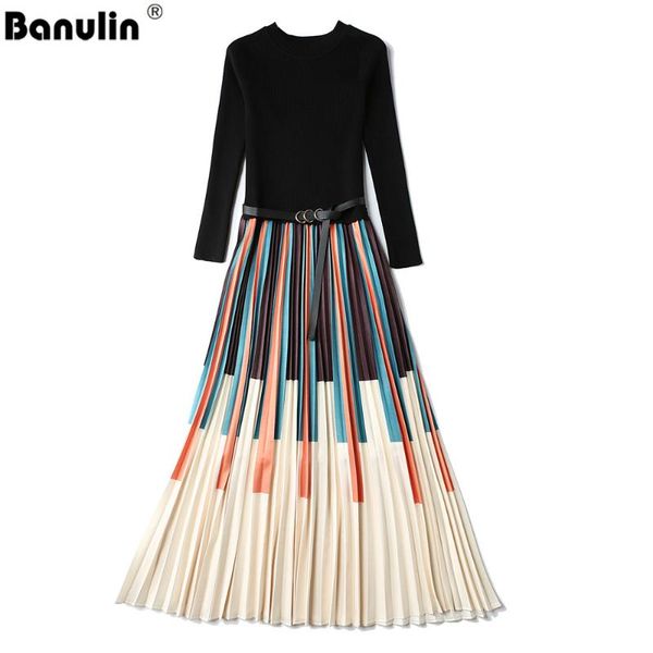 casual dresses banulin luxury stripe contrast color knit patchwork women sweater dress o-neck a line christmas party pleated vestidos, Black;gray
casual dresses banulin luxury stripe contrast color knit patchwork women sweater dress o-neck a line christmas party pleated vestidos, Black;gray