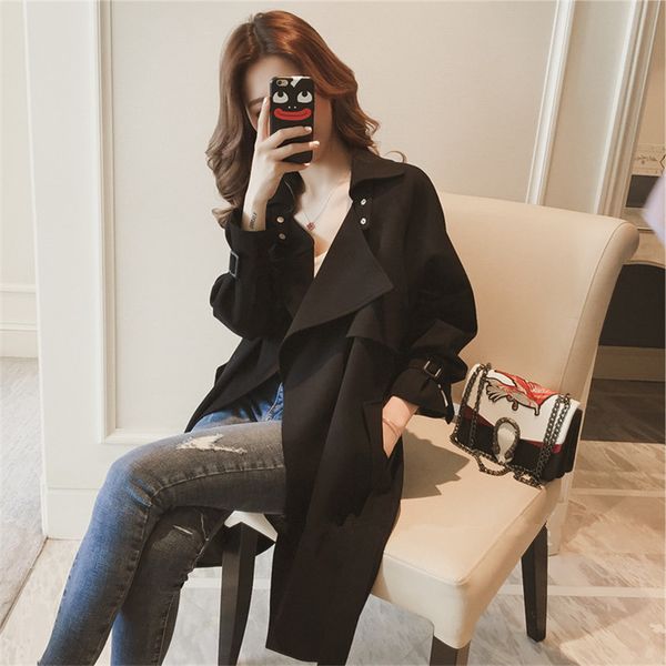 long sleeve with belt jackets vintage women windbreaker spring mid-length ladies casual trench coat basic outerwears 210510, Tan;black
long sleeve with belt jackets vintage women windbreaker spring mid-length ladies casual trench coat basic outerwears 210510, Tan;black