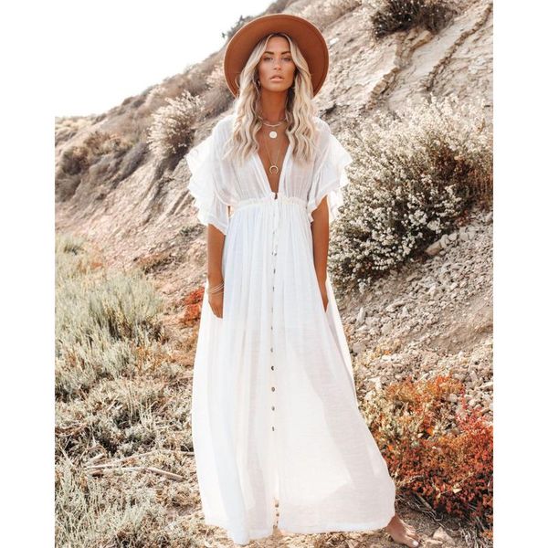 women's swimwear white long maxi dress beach wear swim suit cover up casual solid v neck ladies holiday robe bikini cover-ups tunic, White;black
women's swimwear white long maxi dress beach wear swim suit cover up casual solid v neck ladies holiday robe bikini cover-ups tunic, White;black