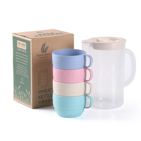 cups & saucers 5pcs/set wheat straw cup cold water bottle set large capacity juice jug colorful drinking kettle biodegradable
cups & saucers 5pcs/set wheat straw cup cold water bottle set large capacity juice jug colorful drinking kettle biodegradable
