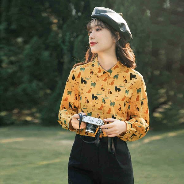 women's blouses & shirts blouses spring arrivals cotton versatile retro hong kong printed long sleeve shirt kfq7, White
women's blouses & shirts blouses spring arrivals cotton versatile retro hong kong printed long sleeve shirt kfq7, White
