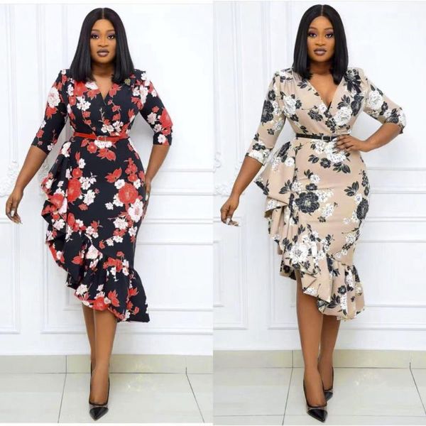 casual dresses l-3xl ladies dress large size women's v-neck three-quarter sleeves with belt fashion high-quality asymmetric pleated 202, Black;gray
casual dresses l-3xl ladies dress large size women's v-neck three-quarter sleeves with belt fashion high-quality asymmetric pleated 202, Black;gray