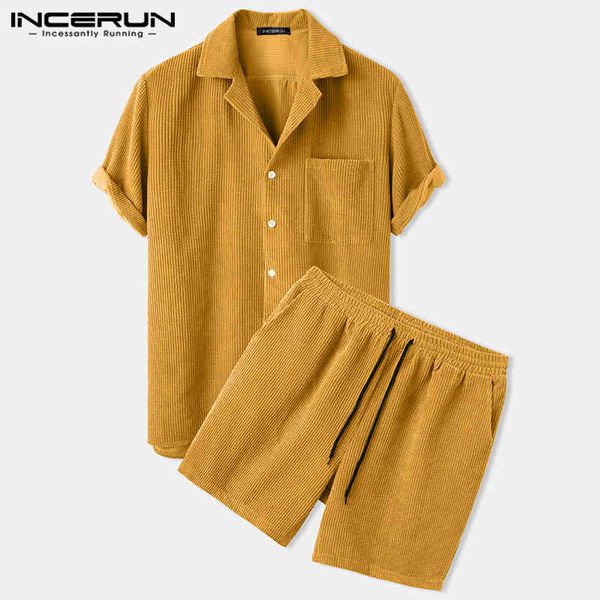 incerun men corduroy sets solid color short sleeve lapel button shirts & shorts chic 2022 streetwear mens casual suits s-5xl, Black;white
incerun men corduroy sets solid color short sleeve lapel button shirts & shorts chic 2022 streetwear mens casual suits s-5xl, Black;white