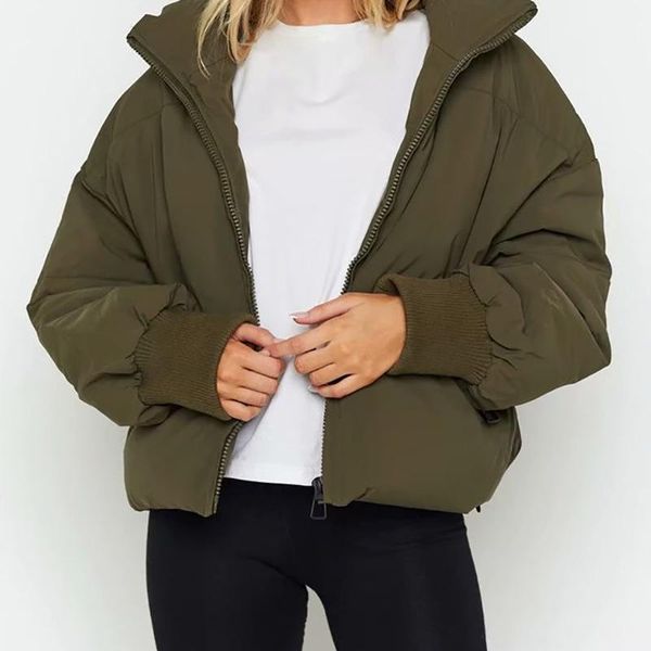 women's down & parkas vintage green coats casual pockets solid loose jacket 2021 autumn winter thick warm cotton outerwear female basic, Black
women's down & parkas vintage green coats casual pockets solid loose jacket 2021 autumn winter thick warm cotton outerwear female basic, Black