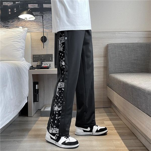 men's pants 2021 spring and summer boys trend casual wide legs nine point back loose sports, Black
men's pants 2021 spring and summer boys trend casual wide legs nine point back loose sports, Black