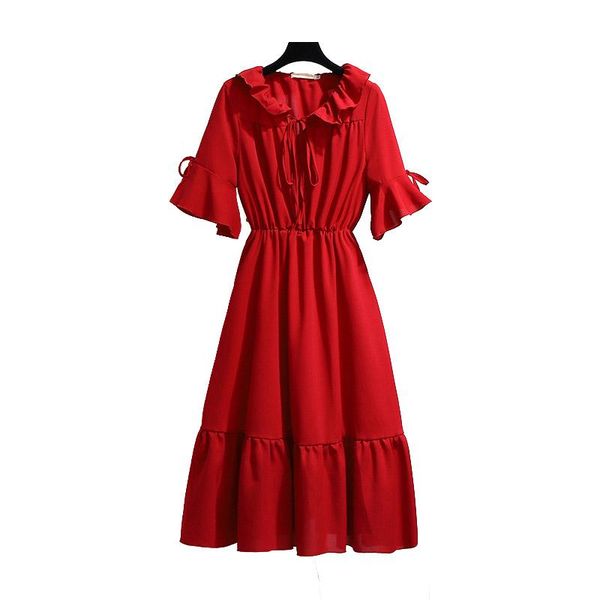 casual dresses women's clothing dress 2021 summer vintage red black ruffles collar flare sleeve plus size chiffon fow women 4xl 5xl 6xl, Black;gray
casual dresses women's clothing dress 2021 summer vintage red black ruffles collar flare sleeve plus size chiffon fow women 4xl 5xl 6xl, Black;gray