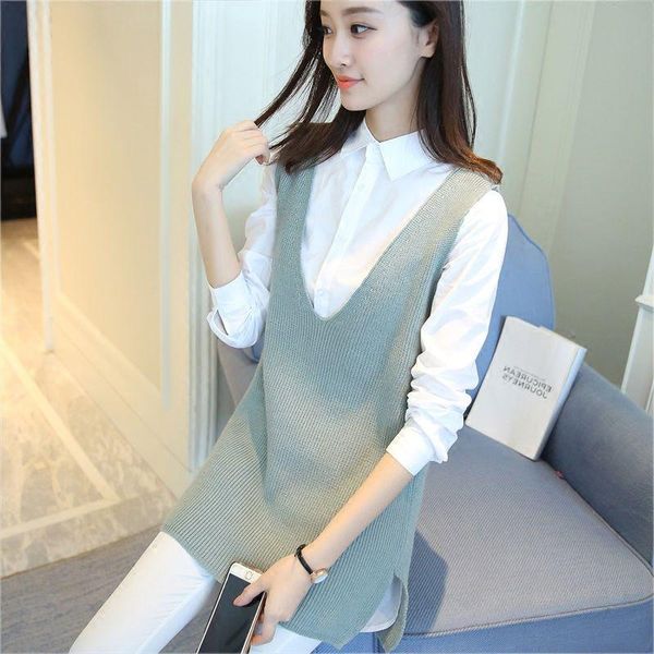 women's vests loose casual solid color simple women sleeveless knitted vest spring autumn korean basic v-neck waistcoat sweater y379, Black;white
women's vests loose casual solid color simple women sleeveless knitted vest spring autumn korean basic v-neck waistcoat sweater y379, Black;white