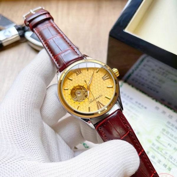 fashion mens watches gold wristwatches brand mechanical automatic movement leather strap watch for men christmas gifts father's day pre, Slivery;brown
fashion mens watches gold wristwatches brand mechanical automatic movement leather strap watch for men christmas gifts father's day pre, Slivery;brown