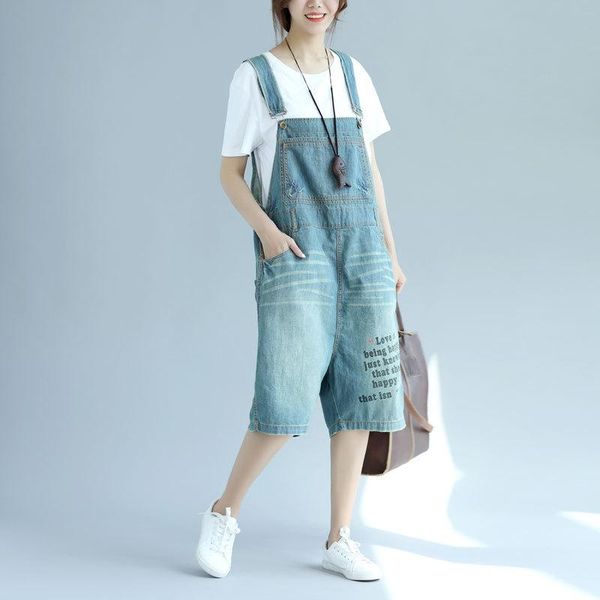 women's jeans women casual knee length ladies denim overalls letter print bleached patchwork jumpsuits, Blue
women's jeans women casual knee length ladies denim overalls letter print bleached patchwork jumpsuits, Blue