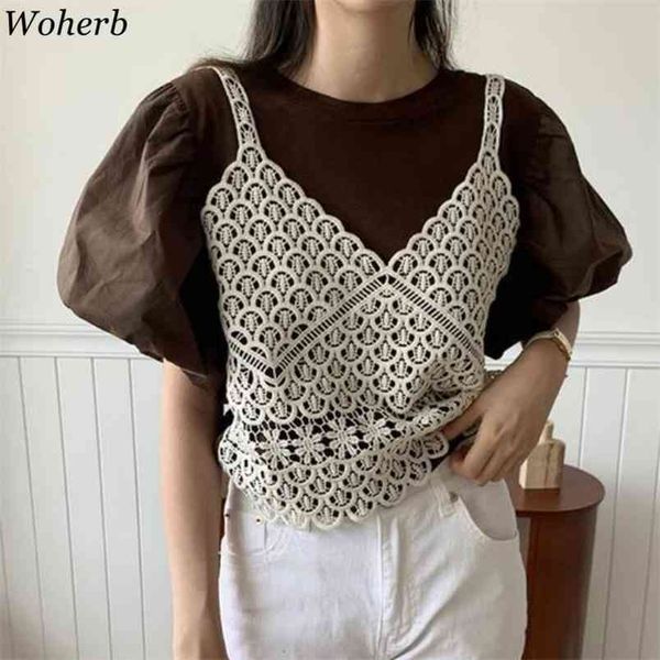 lace vest patch fake two pieces blouse women short puff sleeve vintage korean fashion chic blusas summer shirt 210519, White
lace vest patch fake two pieces blouse women short puff sleeve vintage korean fashion chic blusas summer shirt 210519, White