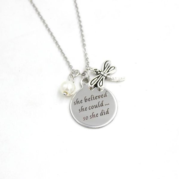 pendant necklaces 10pcs wholesale dragonfly charm necklace stainless steel she believed graduation gift, Silver
pendant necklaces 10pcs wholesale dragonfly charm necklace stainless steel she believed graduation gift, Silver