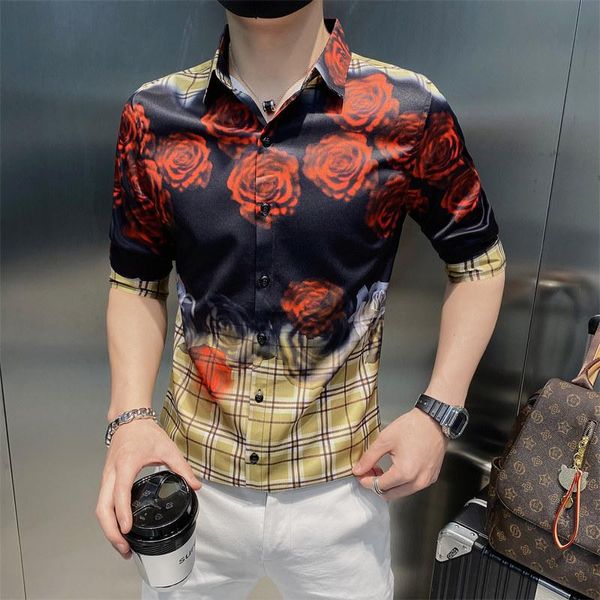 men's casual shirts social fashion floral printed business half sleeve shirt slim fit male men dress, White;black
men's casual shirts social fashion floral printed business half sleeve shirt slim fit male men dress, White;black