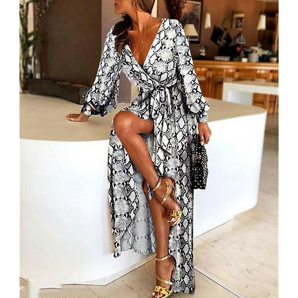 new fashion women snake skin print v-neck long sleeve casual long maxi dresses ladies summer party loose dressby air, Black;white
new fashion women snake skin print v-neck long sleeve casual long maxi dresses ladies summer party loose dressby air, Black;white