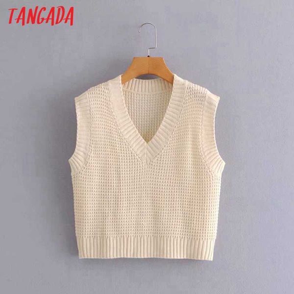 tangada women fashion loose beige crop knitted vest sweater v neck sleeveless female waistcoat chic 5d41 210609, White
tangada women fashion loose beige crop knitted vest sweater v neck sleeveless female waistcoat chic 5d41 210609, White