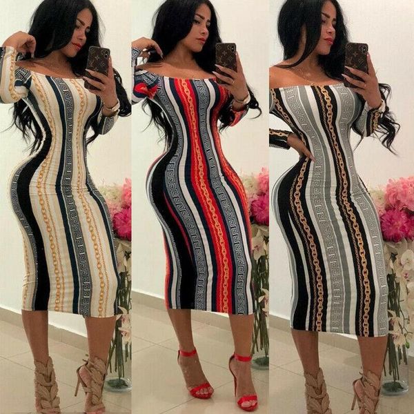 women chain print off shoulder boho dress slash neck long sleeve bodycon dresses vestidos casual, Black;gray
women chain print off shoulder boho dress slash neck long sleeve bodycon dresses vestidos casual, Black;gray