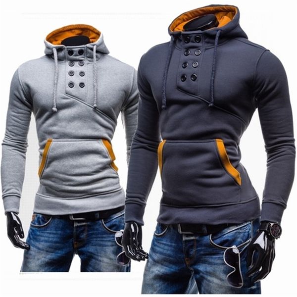 mens sweater selling new double row button pullover jacket men's slim brushed hoodie, Black
mens sweater selling new double row button pullover jacket men's slim brushed hoodie, Black