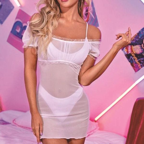 summer women mesh see through mini dress off shoulder short sleeve beach bikini cover-ups nightwear female women's swimwear, White;black
summer women mesh see through mini dress off shoulder short sleeve beach bikini cover-ups nightwear female women's swimwear, White;black