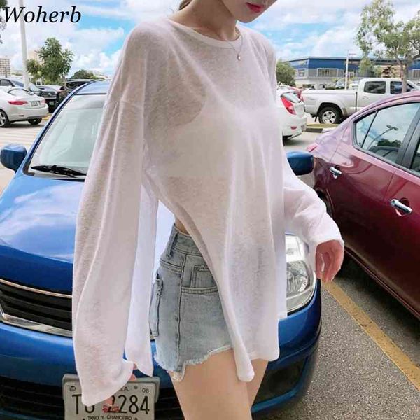 summer tshirt women beach thin see through oversize tees korean chic white high street casual long sleeve shirts 210422
summer tshirt women beach thin see through oversize tees korean chic white high street casual long sleeve shirts 210422