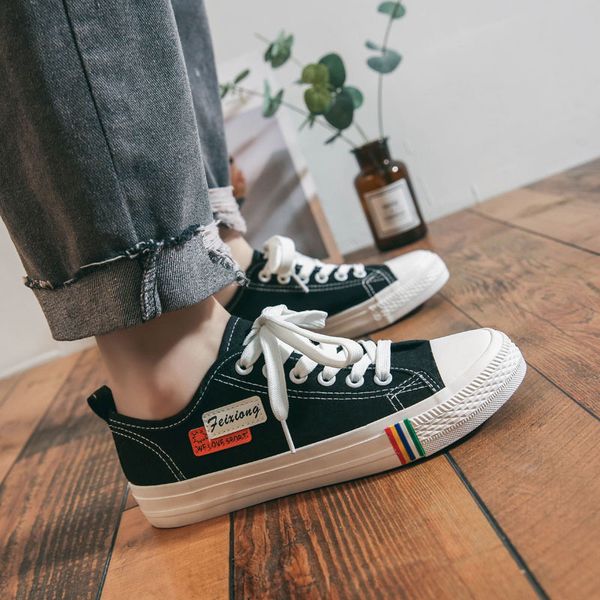 dress shoes women canvas sneakers comfortable vulcanize flats casual chaussure lace-up ladies trainers footwear lec8, Black
dress shoes women canvas sneakers comfortable vulcanize flats casual chaussure lace-up ladies trainers footwear lec8, Black
