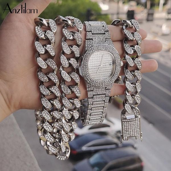 earrings & necklace anztilam bling iced out cuban chain set watch bracelet paved rhinestones for men women rapperhip hop jewelry, Silver
earrings & necklace anztilam bling iced out cuban chain set watch bracelet paved rhinestones for men women rapperhip hop jewelry, Silver
