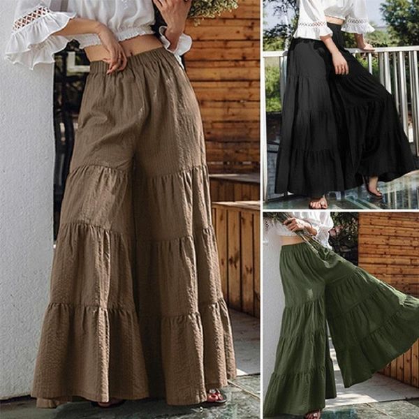 women's pants & capris vintage wide leg solid color elastic waist ruffle flare trousers casual long pantalon palazzo female turnip, Black;white
women's pants & capris vintage wide leg solid color elastic waist ruffle flare trousers casual long pantalon palazzo female turnip, Black;white