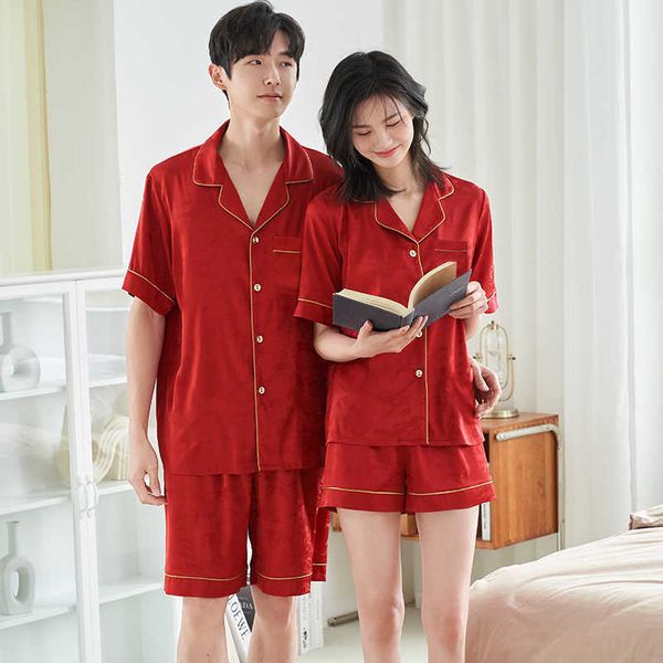 yaoting new satin chiffon couple pajamas men's and women's summer short sleeve shorts home suit 2190 + 2191 dressing gown, White
yaoting new satin chiffon couple pajamas men's and women's summer short sleeve shorts home suit 2190 + 2191 dressing gown, White