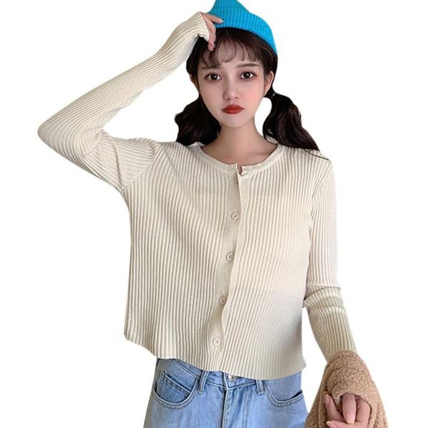 autumn women korean-style round-neck solid color casual sweater comfortable buttons short knitted women's knits & tees, White
autumn women korean-style round-neck solid color casual sweater comfortable buttons short knitted women's knits & tees, White