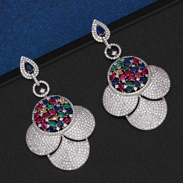 luxury multicolourl dangle earrings for women cubic zircon flower jewelry cz big eardrop wedding & chandelier, Silver
luxury multicolourl dangle earrings for women cubic zircon flower jewelry cz big eardrop wedding & chandelier, Silver